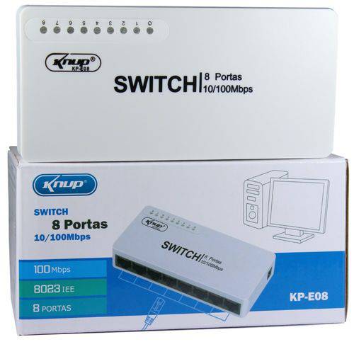 Switch 8 Portas Kp-e08 Knup 10/100mbps Hub Rede