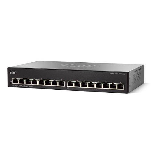 Switch Cisco 16 Portas Gigabit 10/100/1000 + 2 Portas Sfp P/ Fibra Sg100-16