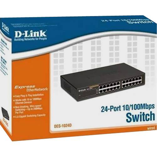 Switch DES-1024D P/ Rack ou Mesa 24 Portas 10/100 - D-link