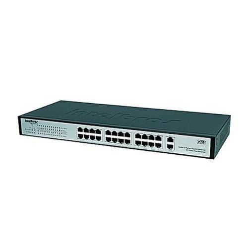 Switch Rack Intelbras 2 Portas Gigabit Ethernet + 24 Portas Fast Ethernet com QoS - SG2620QR