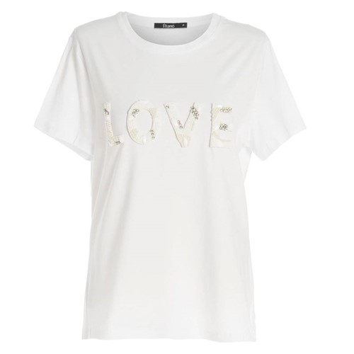 T-shirt Aplicações Love Branca