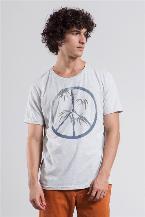 T-shirt Bamboo Peace & Love Mescla Claro M