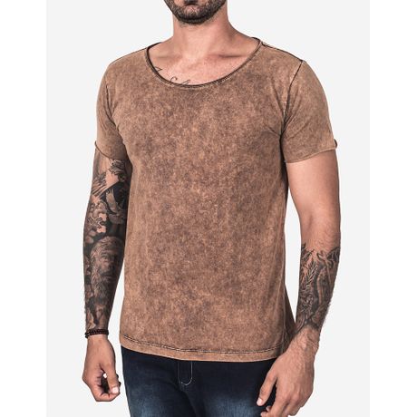 T-shirt Básica Chocolate Stone Gola Canoa 101930