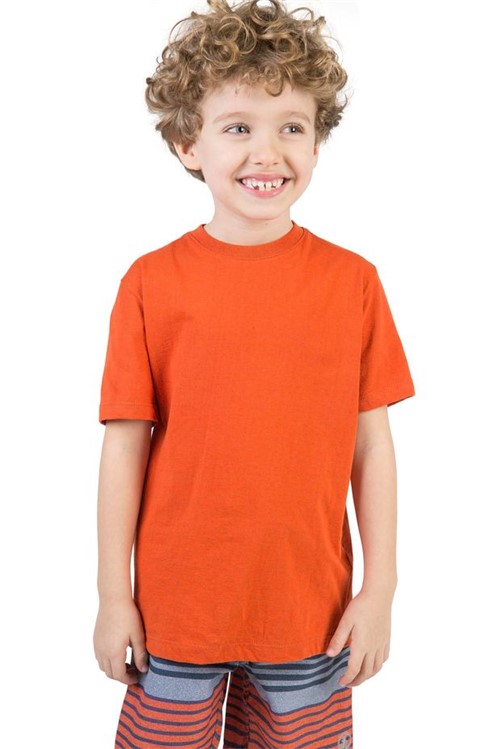 T-Shirt Básica Infantil Masculino Laranja Laranja/12