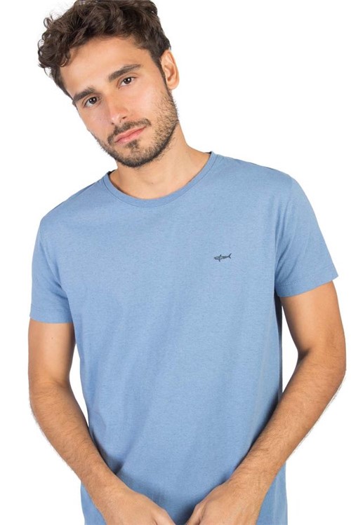 T-Shirt Básica Mescla Comfort Azul Claro AZ CL/P
