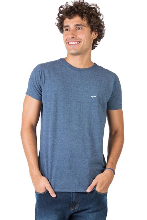 T-Shirt Básica Mescla Comfort Azul Marinho Azul Marinho/P