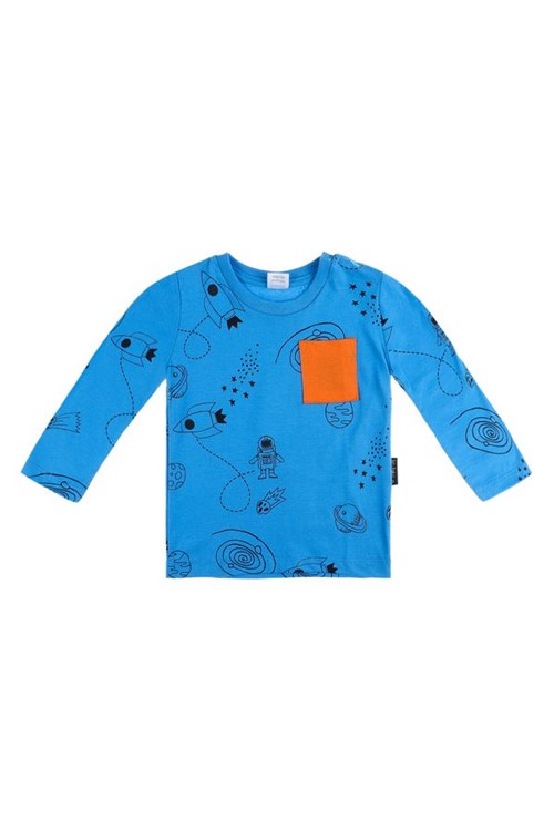 T-shirt Bebê Galáxia M - Azul
