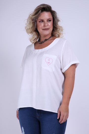 T-shirt Bolso Bordado Kauê Plus  Off White P