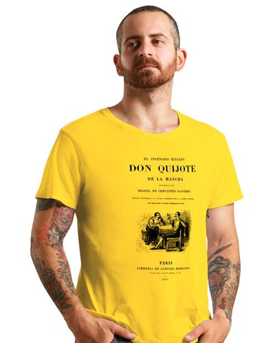 T-shirt Capa de Livro Don Quijote Amarela