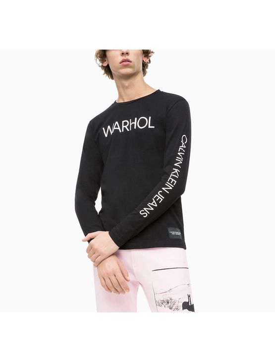 T-Shirt Ckj Masc Ml Andy Warhol Logo - Preto - P