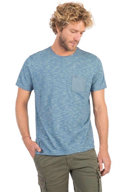 T-Shirt com Bolso Azul AZUL/G