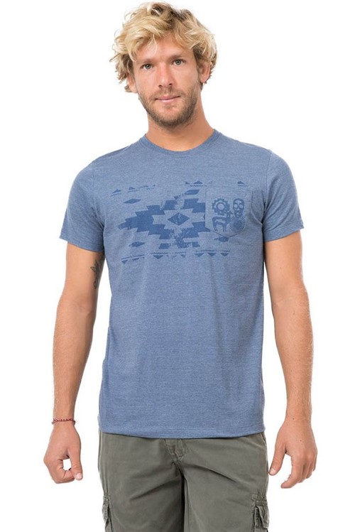 T-Shirt com Bolso Estampada Azul Marinho Azul Marinho/P