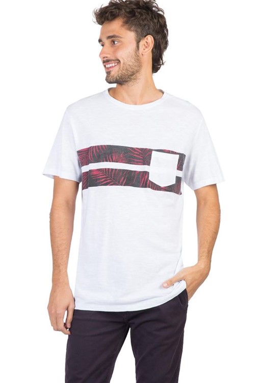 T-Shirt com Bolso Estampada Branco BRANCO/P