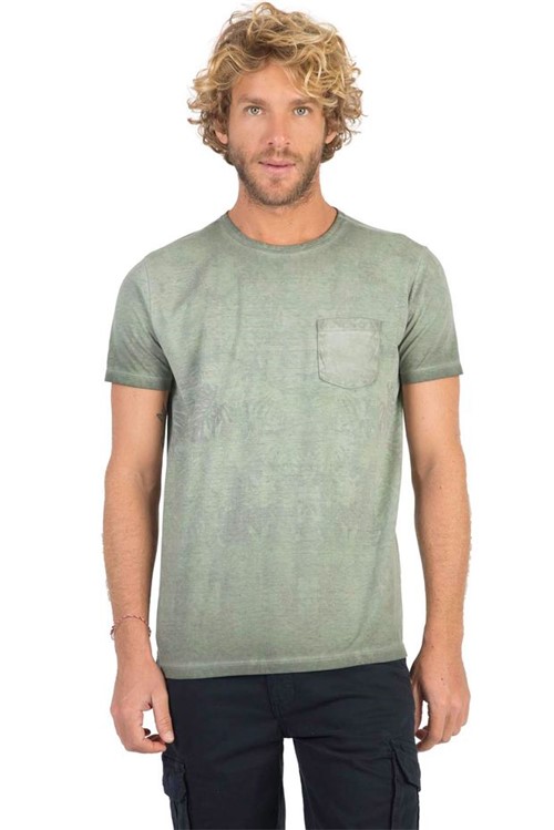 T-Shirt com Bolso Estampada Verde Militar Verde Militar/P