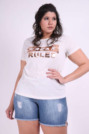 T-shirt de Linho Silk Plus Size Off White M