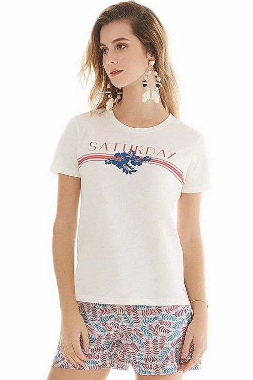 T-shirt Decote V com Silk - P