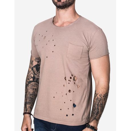 T-shirt Destroyed Areia 103021