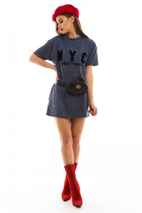 T-shirt Dress com Lettering Flocado VE2224 - Kam Bess
