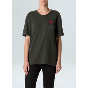 T-Shirt Eco Rose Embroidery-Militar - M