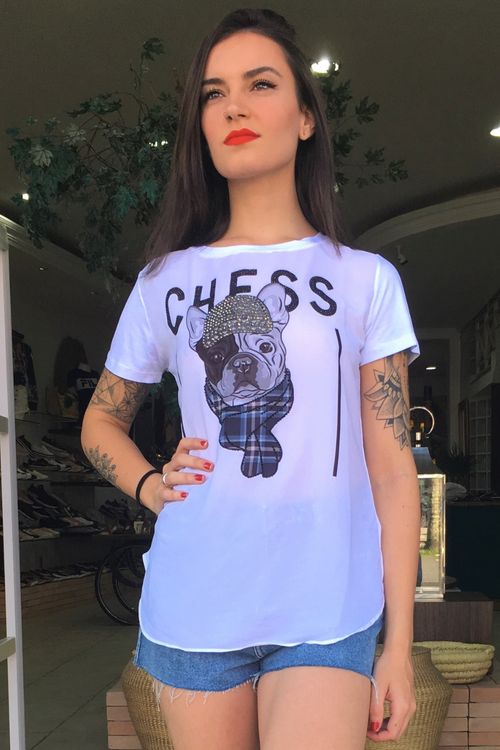 T-shirt Estampa Chess Viscolycra - M