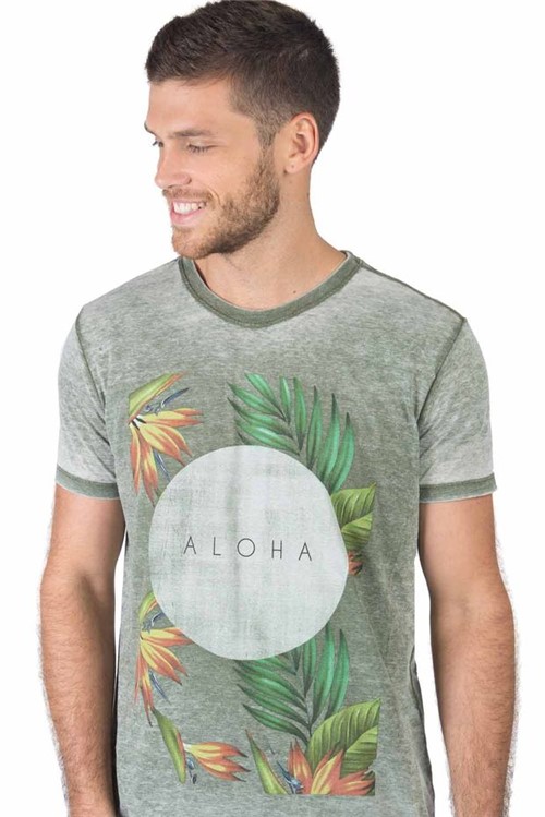 T-Shirt Estampada Aloha Verde VERDE/P