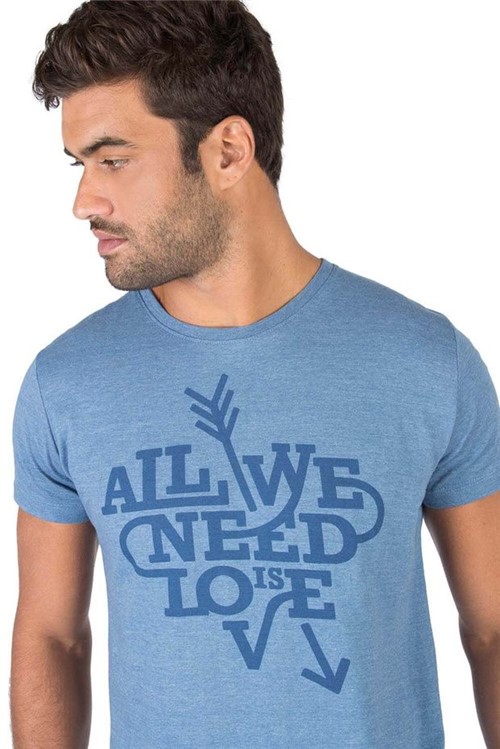 T-Shirt Estampada Azul Azul/P