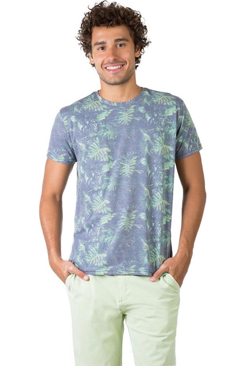 T-Shirt Estampada Azul Marinho Azul Marinho/P