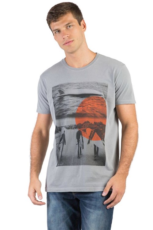 T-Shirt Estampada Cinza CINZA/P