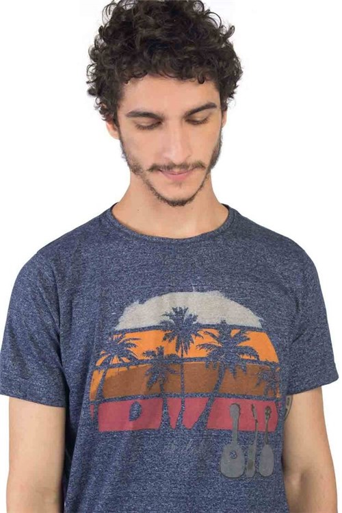 T-Shirt Estampada Coqueiros Azul Marinho Azul Marinho/P