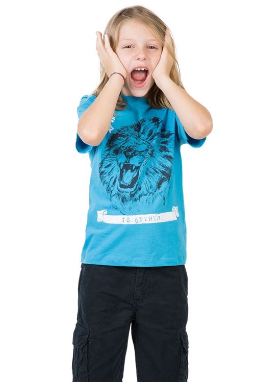 T-Shirt Estampada Infantil Masculino Azul Turquesa Azul Turquesa/08