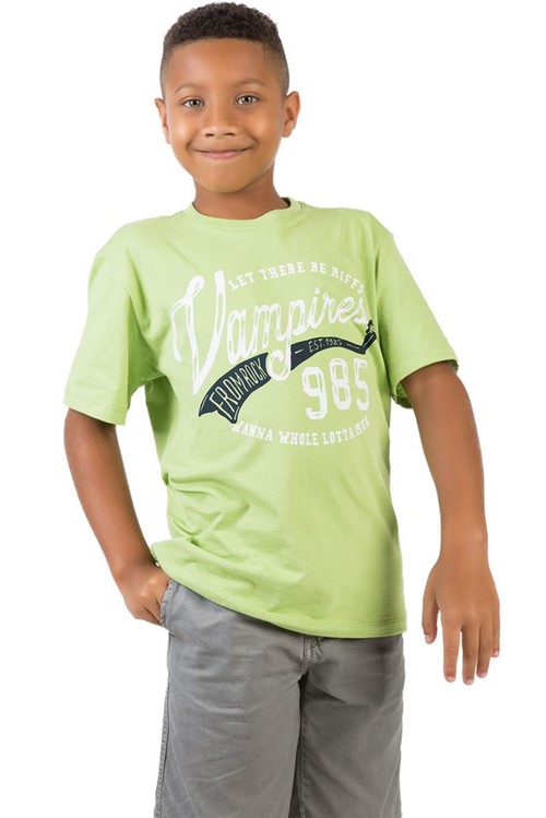 T-Shirt Estampada Infantil Masculino Verde Claro Verde Claro/08