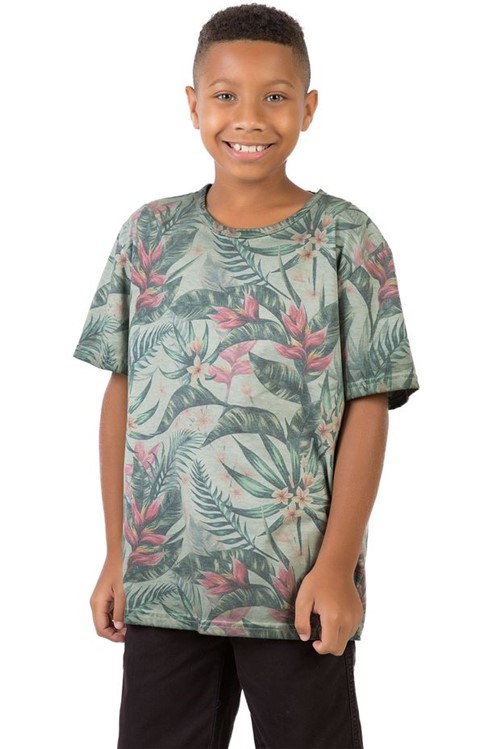 T-Shirt Estampada Infantil Masculino Verde Militar Verde Militar/04