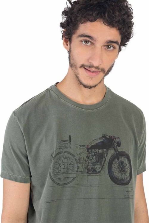 T-Shirt Estampada Motorcycle Verde VERDE/P