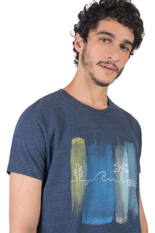 T-Shirt Estampada Nature Azul Marinho Azul Marinho/P