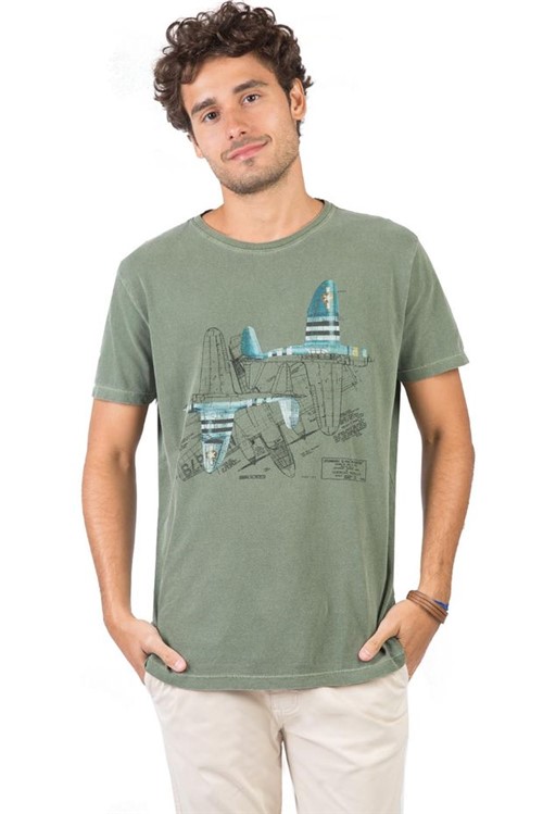 T-Shirt Estampada Verde Militar Verde Militar/P