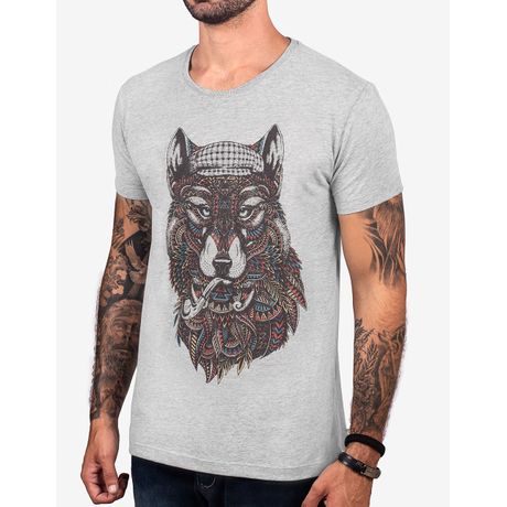 T-shirt Ethnic Wolf Mescla Escuro 103395