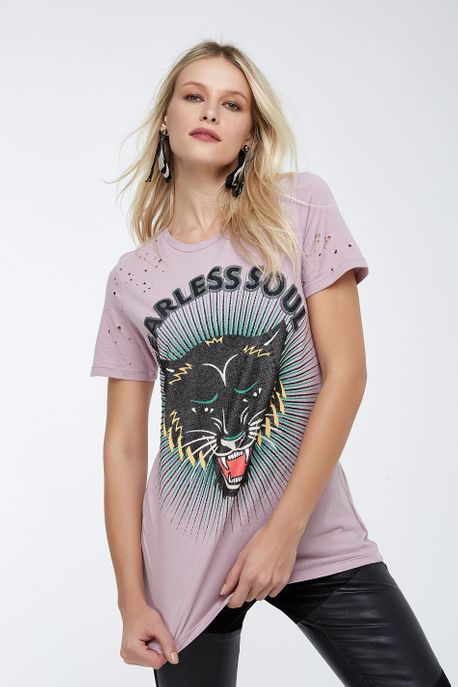 T-Shirt Fearless Soul Lilás Lilás Aixa - P