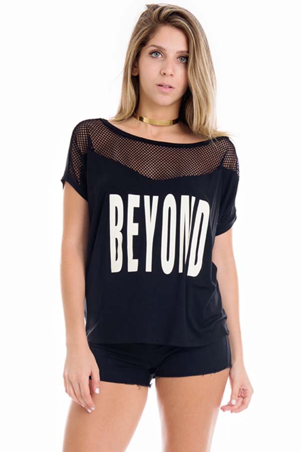 T-shirt Feminina Beyond com Renda BL1923 - Kam Bess