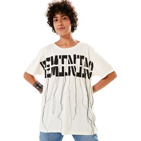 T-Shirt Feminino Bordado Off White - P