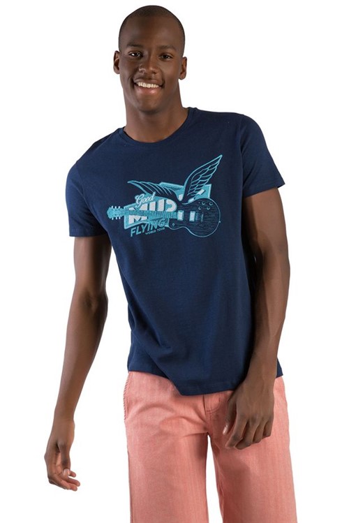 T-Shirt Fit Estampada Azul Marinho Azul Marinho/P