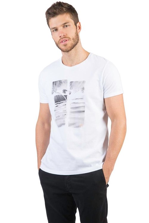 T-Shirt Fit Estampada Branco BRANCO/GG