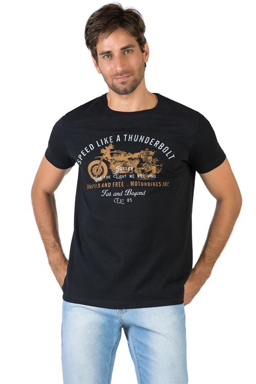 T-Shirt Fit Estampada Preto PRETO/P