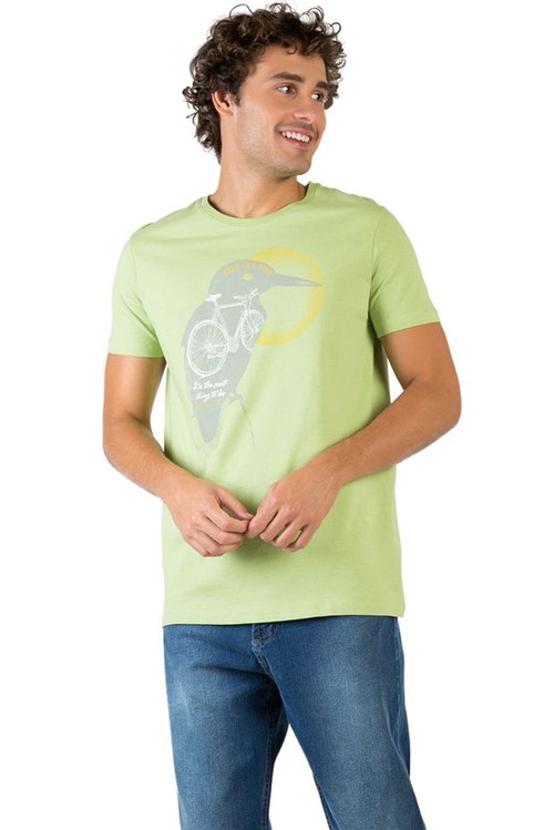 T-Shirt Fit Estampada Verde Claro Verde Claro/P