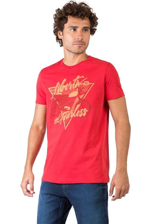 T-Shirt Fit Estampada Vermelho Vermelho/GG