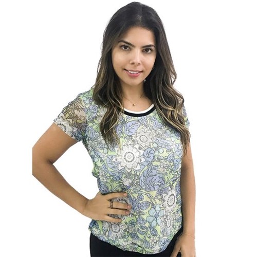 T-Shirt Furadinha com Ribana Bicolor G