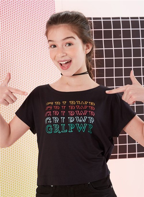 T Shirt Girl Power 3d Preto G