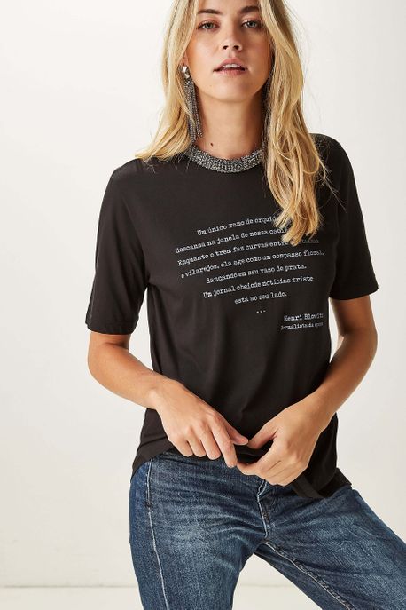 T-Shirt Lettering Jóia Black Preto - P