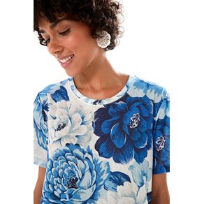 T-Shirt Maxi Chita Azulejo Est Ceu Azul_Quadradinho_ - M