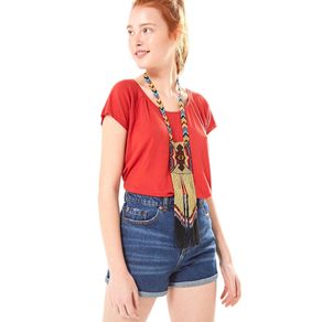 T-Shirt Raglan Linho Vermelho Hibisco 18-1551t - M