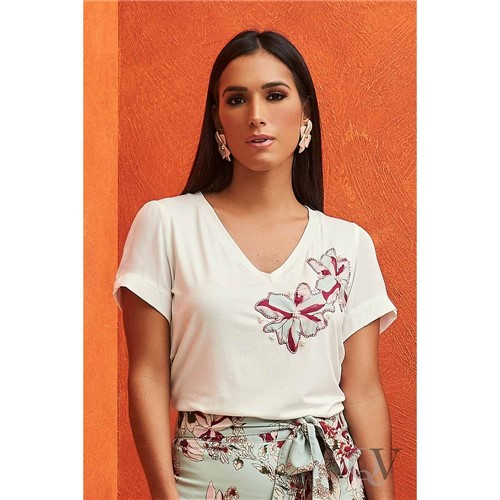T-shirt Rosa Branca - Eva Bella - P
